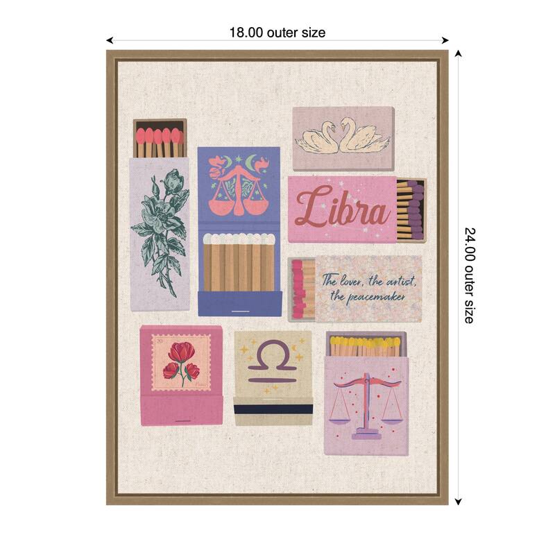 Kate and Laurel Libra Matchbooks Linen FC by Megan Ryan Framed Canvas Wall Art Print