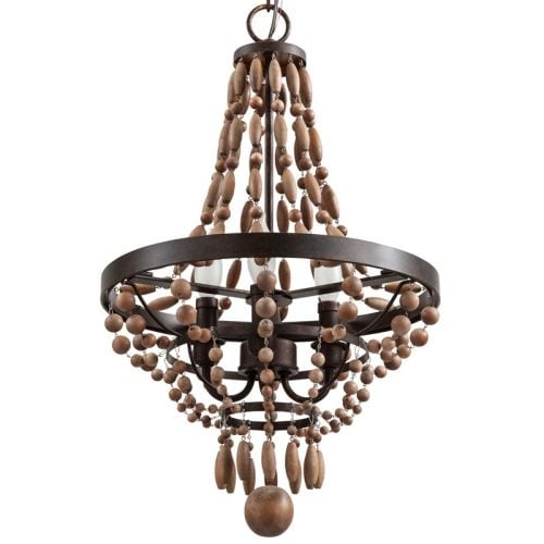 Park Harbor PHHL6243 Casa Maya 14" Wide 3 Light Single Tier Empire Style Chandelier with Wood Bead Accents
