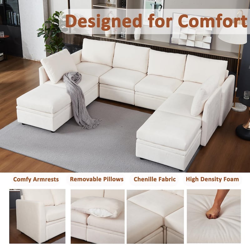 9 Seater Modular Sectional Sofa Couch with Underseat Storage