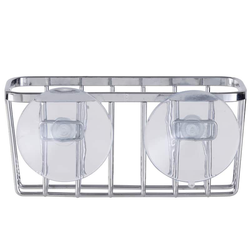 Simply Kitchen Details Silvertone Chrome Iron Suction-mount Sponge Holder - 5.5" x 2.0" x 2.5"