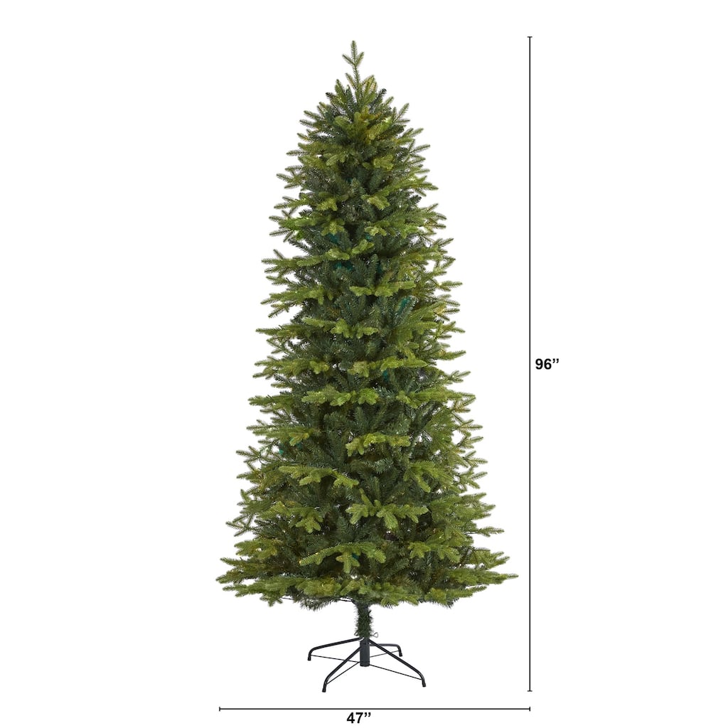 8ft. Fir Natural-Look Artificial Christmas Tree with 2358 Branches - Majestic Seasonal Holiday X-Mas Display