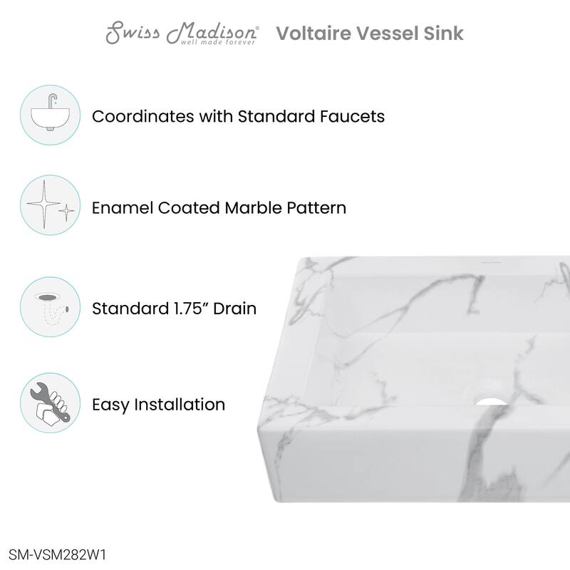 Swiss Madison SM-VSM282 Voltaire 15-3/4" Rectangular Ceramic Vessel