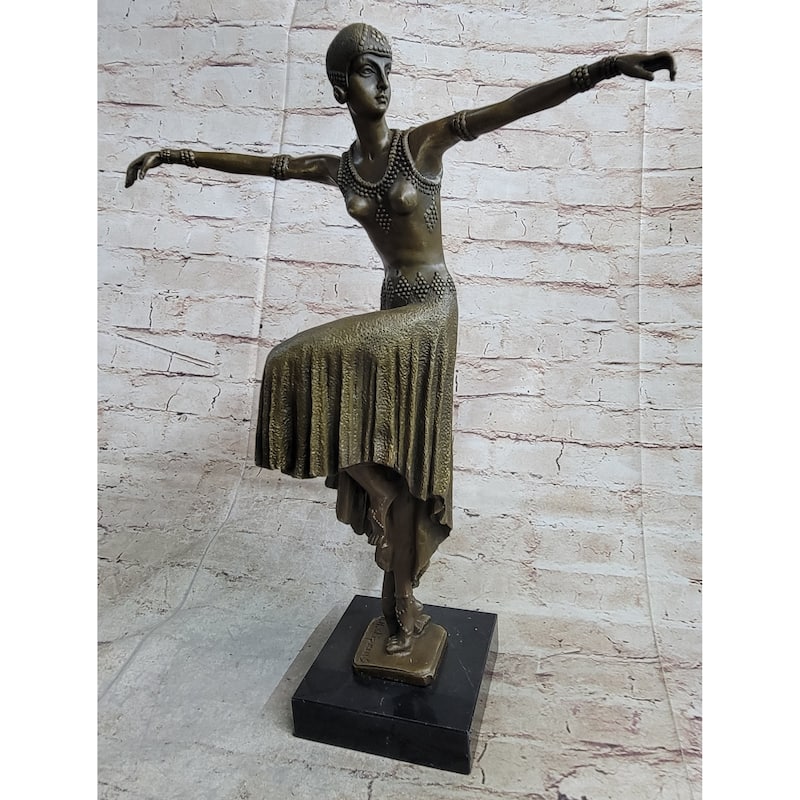 Turkish Dancer Art Deco Bronze Sculpture Statue By D.H. Chiparus On Marble Base
