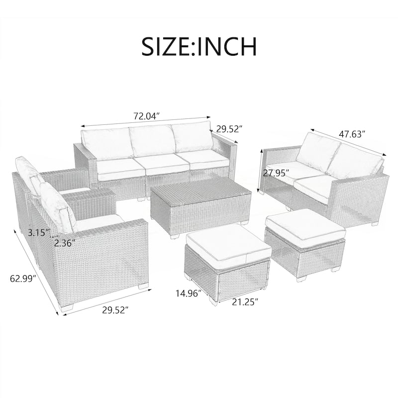 10 Piece PE Rattan Patio Furniture Set