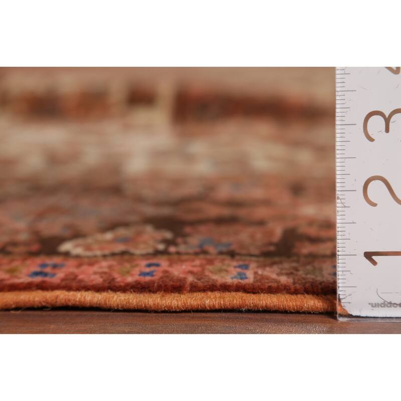 Orange Heriz Persian Vintage Area Rug Handmade Medallion Wool Carpet - 9'7"x 13'0"