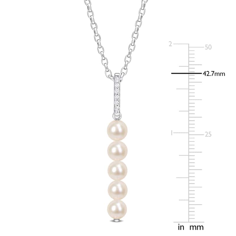 Miadora 5.5-6mm Cultured Freshwater Pearl and 1/5ct TGW White Topaz Drop Sterling Silver