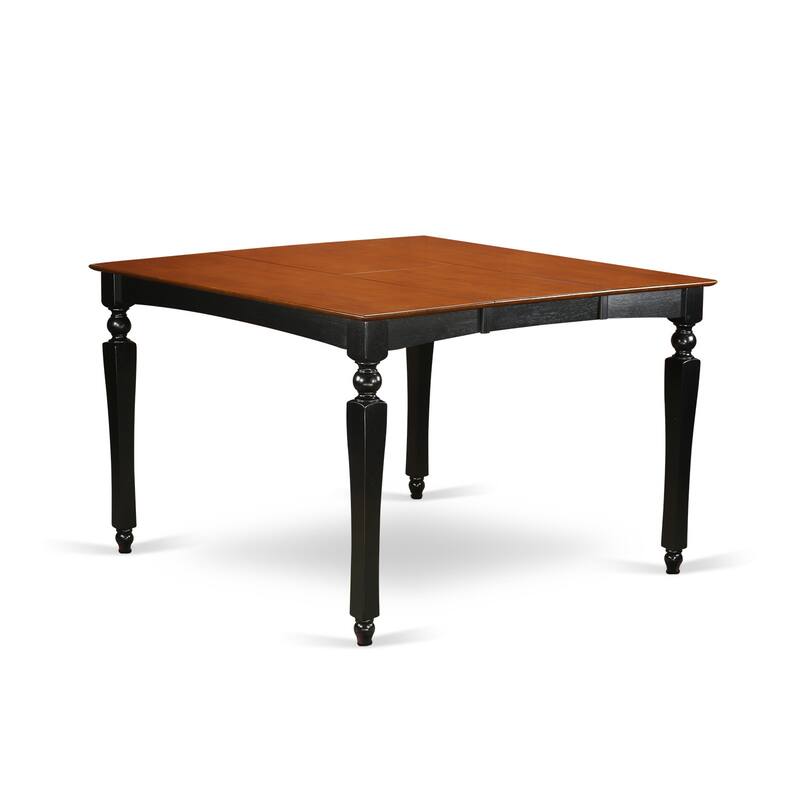 HomeStock 9-Piece Square Black Finish Solid Wood Top Dining Table with 8-Chairs with Lattice Back