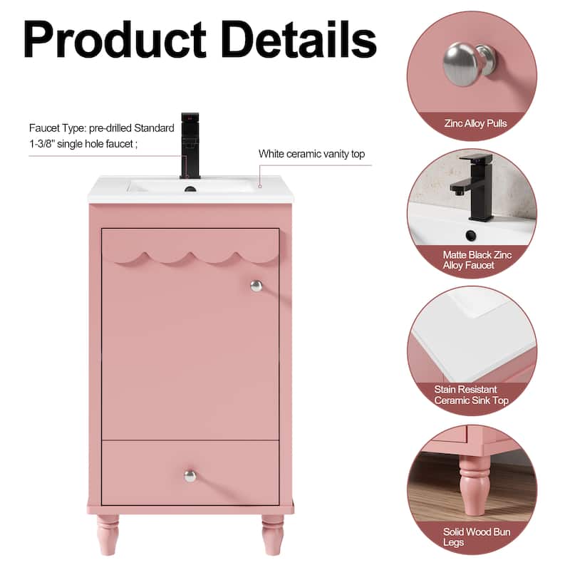 Lace Trim Freestanding Bathroom Vanity Set - Perfect for Bathrooms