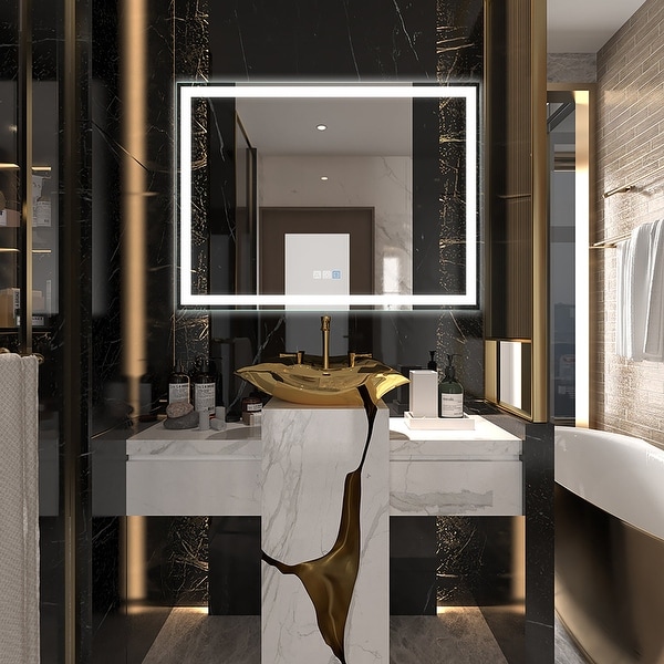 48 in. W x 36 in. H Aluminium and Glass LED Bathroom Mirror with