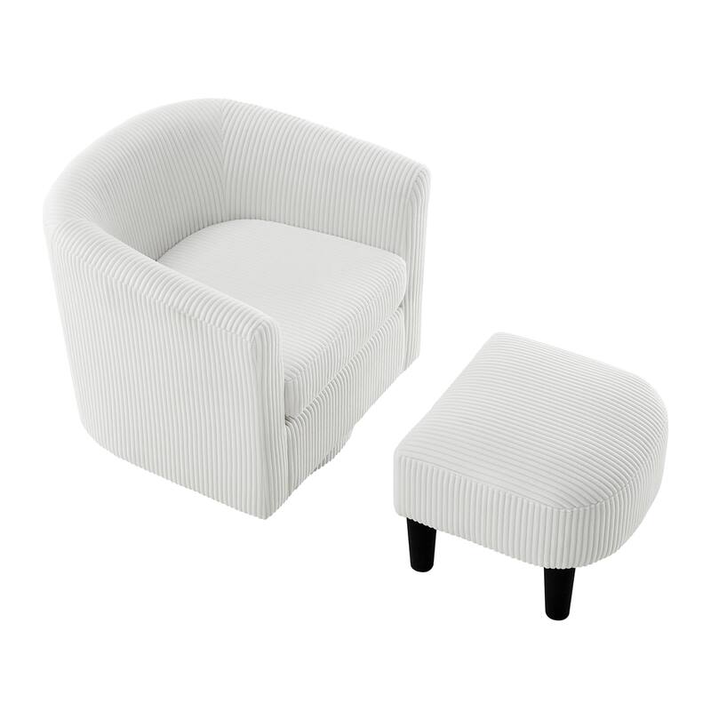 Swivel 360 Recliner Corduroy Accent Chair Single Sofa with Ottoman