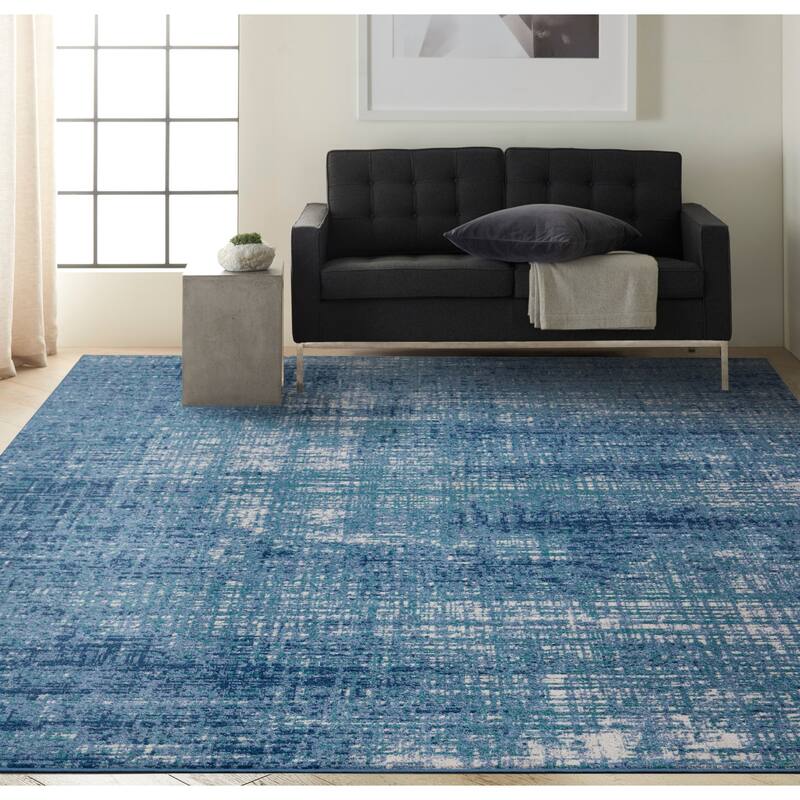 Calvin Klein River Flow Contemporary Abstract Blue Area Rug