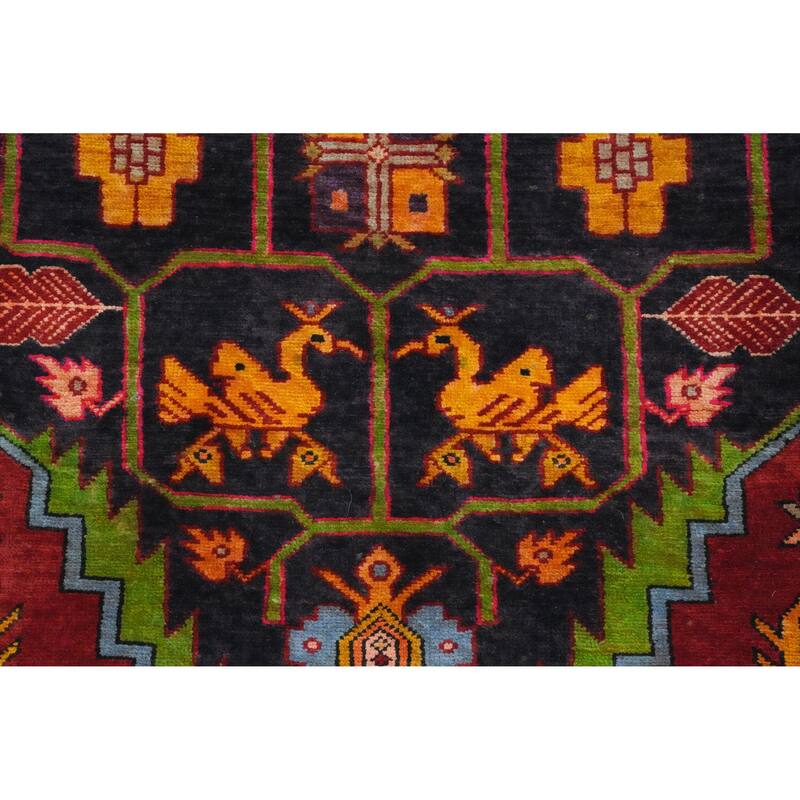 Hand Knotted Oriental 100% Wool Carpet Traditional Tribal Navy Blue & Blues Tabriz Runner Rug - 10' 3'' X 3' 8''