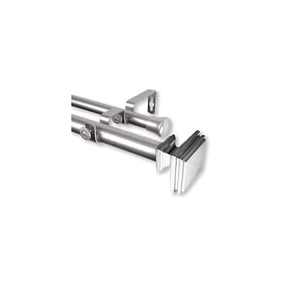 Adjustable Double Curtain Rod 160-240 Inch, Decorative Satin Nickel Rod Set - M