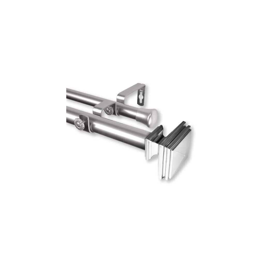 Adjustable Double Curtain Rod 160-240 Inch, Decorative Satin Nickel Rod Set - M