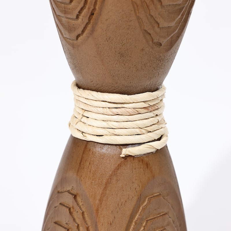 3-Piece Pine Wood with Rattan Pillar Candle Holder Set - 11" H x 4" W x 4" D