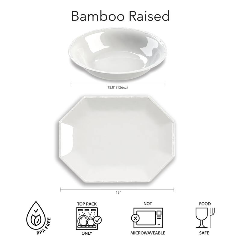 Abode Homewares by TarHong Bamboo Raised Rim Serve Bowl , 13.8", 126 oz