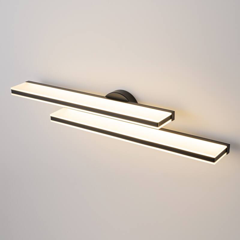 2-Light Modern Black Rectangular LED Bathroom Vanity Light - 27.7 in. W x 4.7 in. H x 4.5 in. D