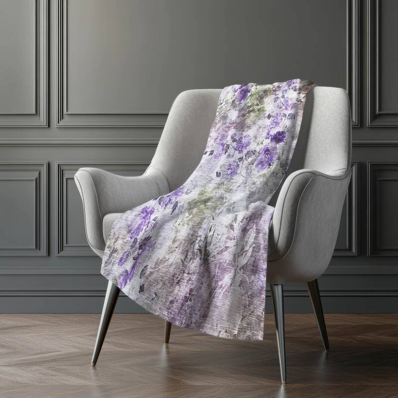 Premium Machine Washable Modern Floral Sherpa Throw Blanket