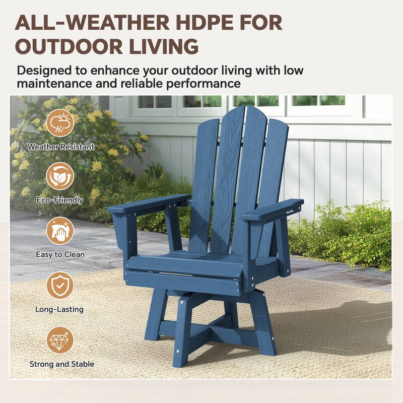 360° Swivel Patio Dining Chair with All-Weather HDPE Slatted Seat
