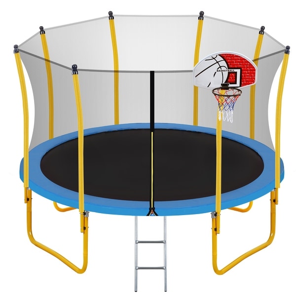Nestfair 12 ft. Round Trampoline with Safety Enclosure Net and