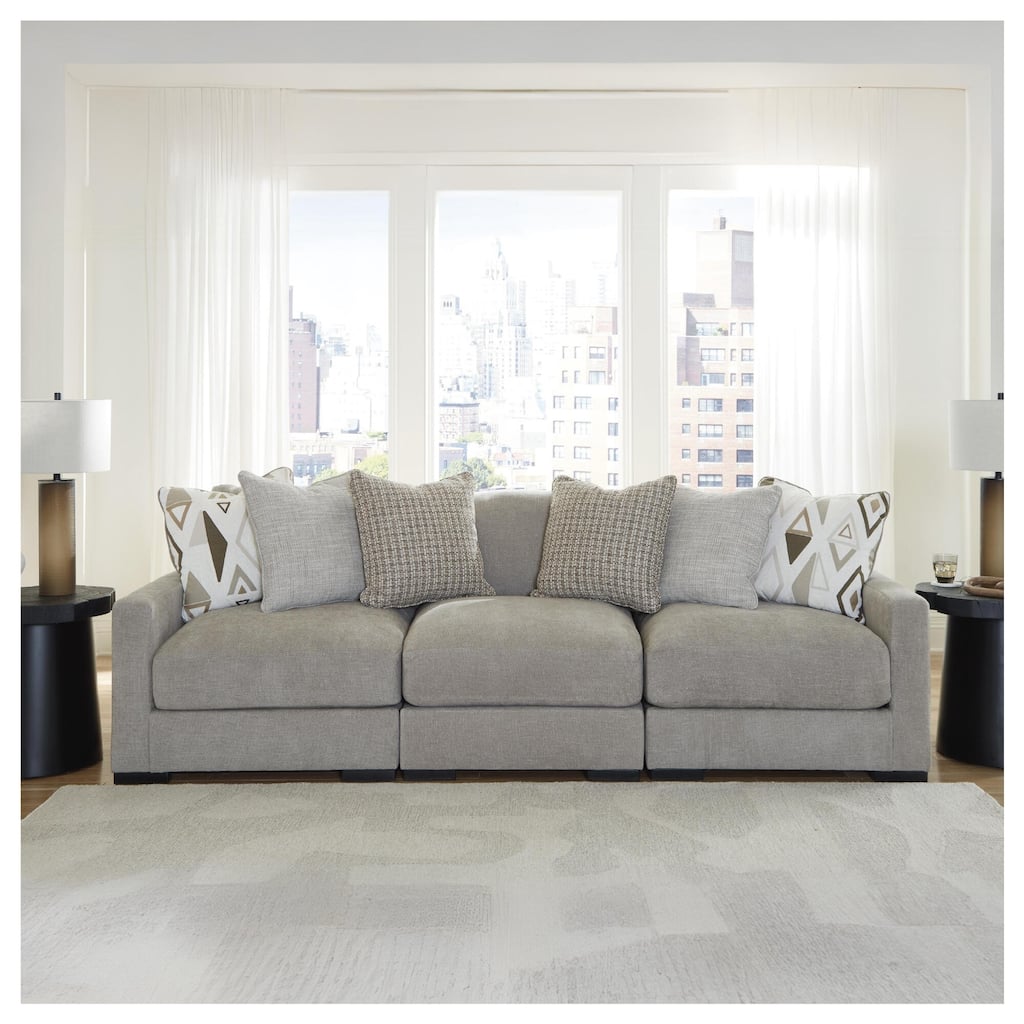 Signature Design by Ashley Aslan Court Gray 3-Piece Sofa Sectional - 109"W x 36"D x 42"H