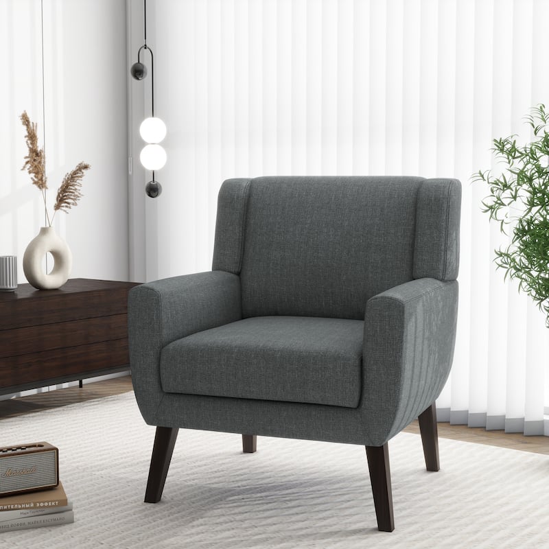 Modern Upholstered Linen Armchair Accent Chair