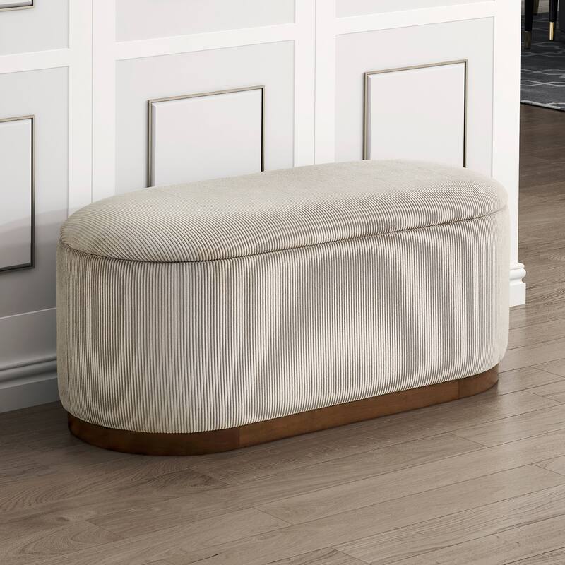 Venice 42.5" Corduroy Lift Top Storage Bench - Foam Cushioned Seat