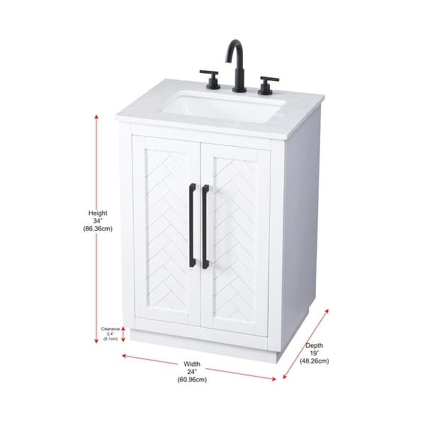 dimension image slide 1 of 2, Elegant Lighting VF29024 Chase 24" Free Standing Single Basin Vanity