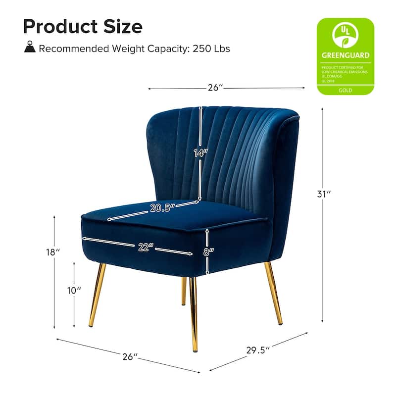 Monica 22''W Upholstered Modern Tufted Accent Side Chair with Gold Legs by HULALA HOME