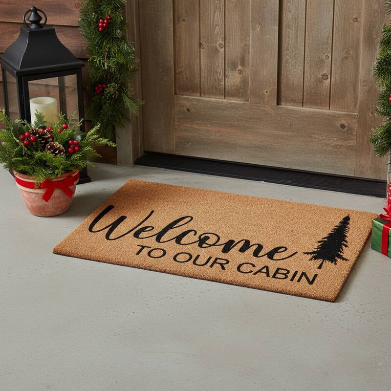 HomeRoots 17" X 29" Brown And Black Christmas Outdoor Coir Door Mat - 17.00' X '29.00 - 17.00' X '29.00