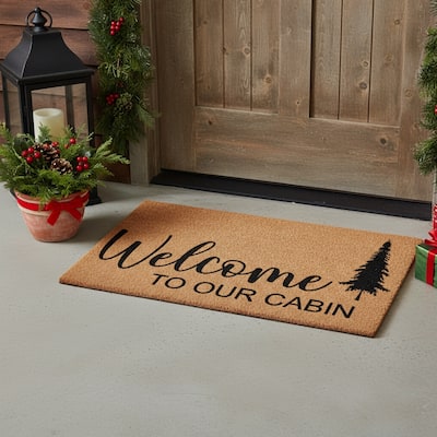 HomeRoots 17" X 29" Brown And Black Christmas Outdoor Coir Door Mat - 17.00' X '29.00