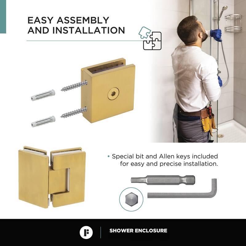 Shower Enclosure with Double Threshold Acrylic Shower Base Set
