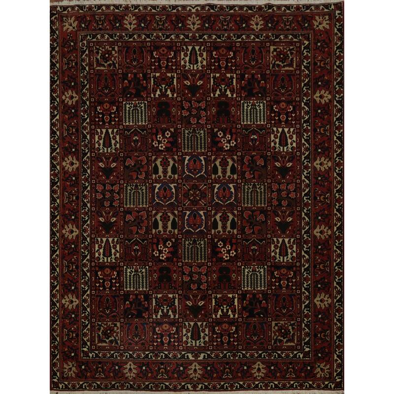 Hand Knotted Oriental 100% Wool Carpet Traditional Garden Design Red Bakhtiari Area Rug - 13' 3'' X 9' 11''