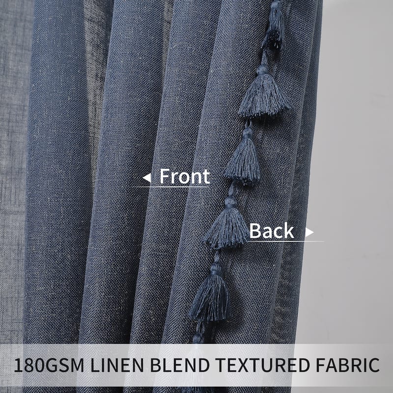 Boho Tassels Linen Blend Fabric Shower Curtain - On Sale - Bed Bath ...