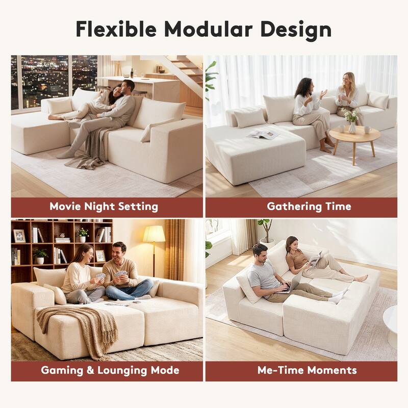 Modern L-Shaped Cloud Modular Sectional Sofa with Chaise Lounge