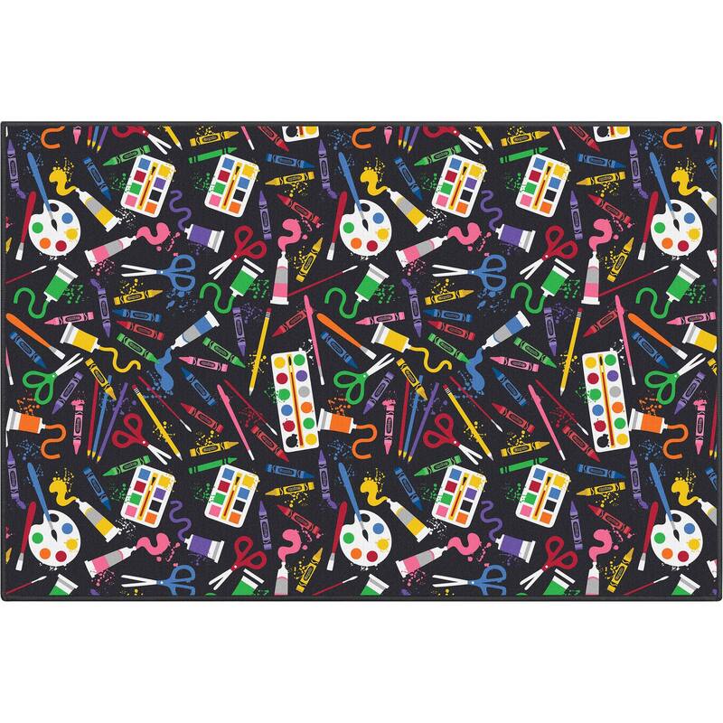 Crayola Art Supplies Black Abstract Area Rug By Well Woven - Black - 3' 3" x 5' - Rectangle