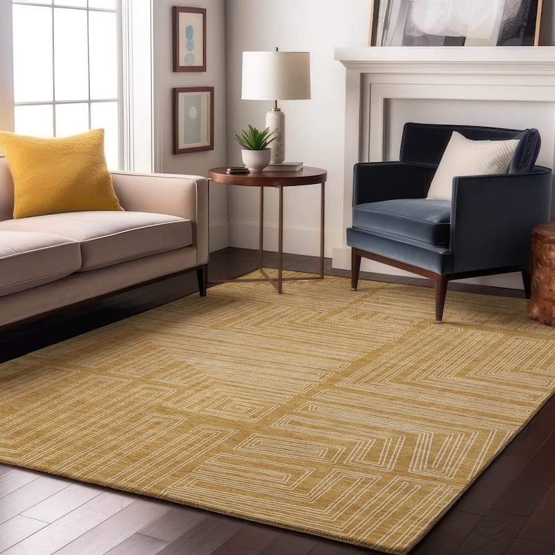 Premium Washable Super Soft Mid Century Modern Mayfield Rug - Gold - 5' x 7'6"
