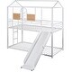 preview thumbnail 5 of 15, White Twin over Twin Size Metal House Bunk Bed With Slide for Kids, Teens, Girls, Boys