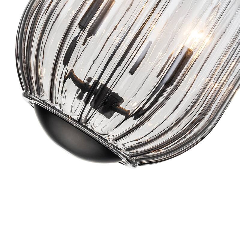 Modern Candle Style Round Reeded Taper Glass Shade Pendant 11in