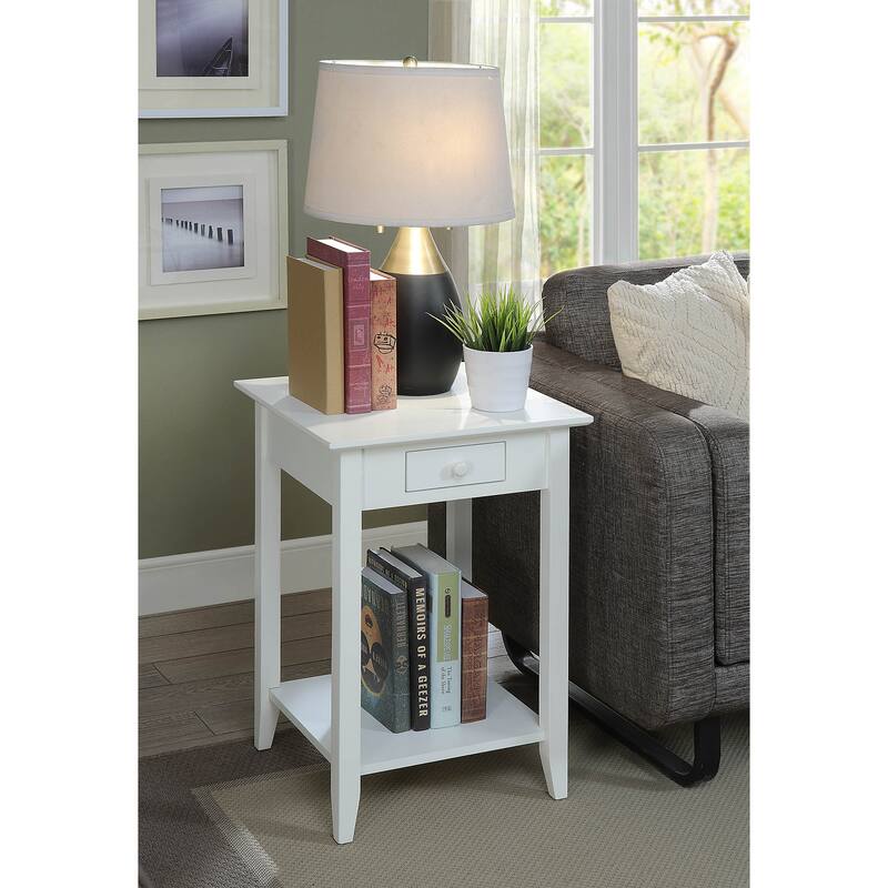 Convenience Concepts American Heritage 1 Drawer End Table with Shelf - White