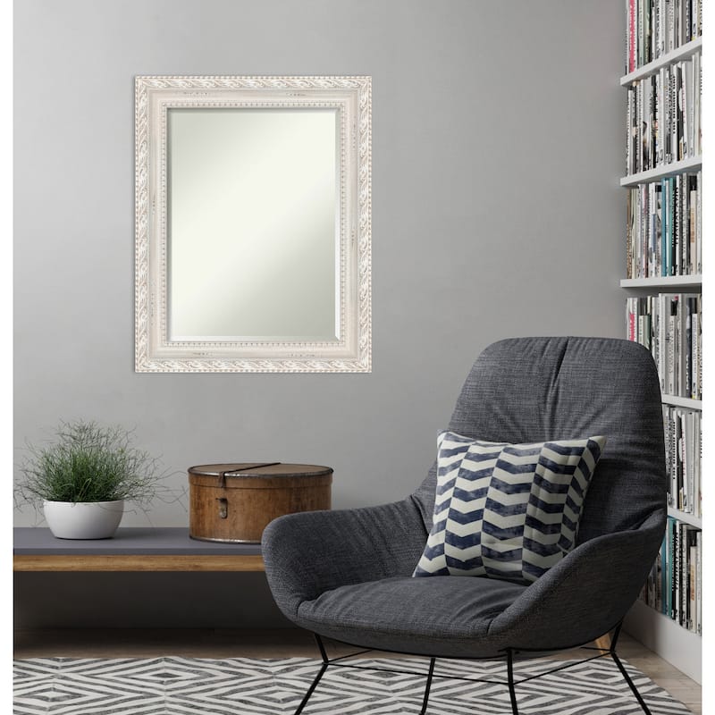 Opera Off White Beveled Wood Framed Wall Mirror - Opera Off White