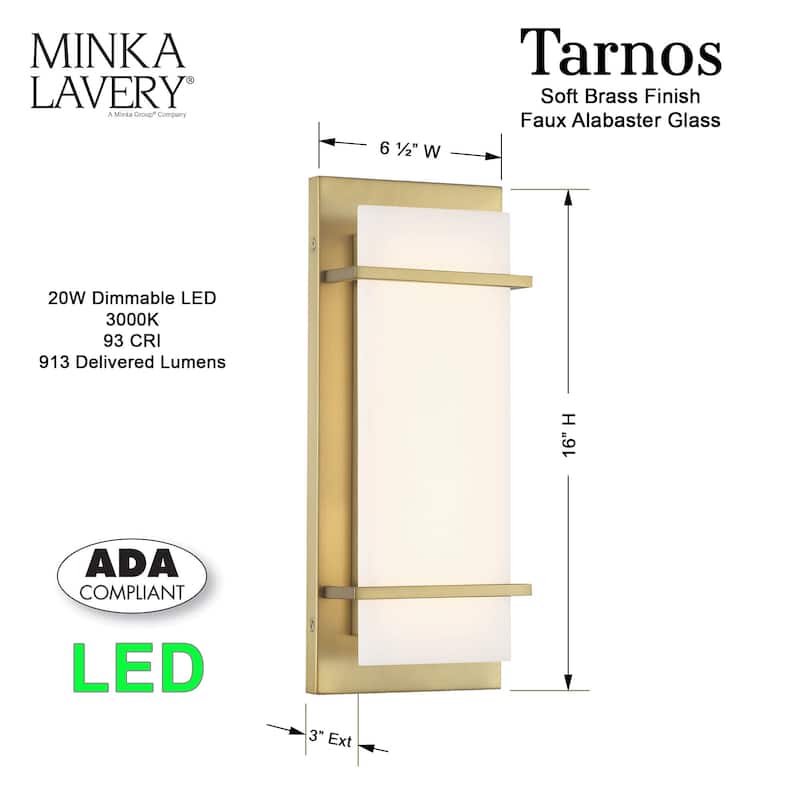 Minka Lavery 431-L Tarnos 16" Tall LED Wall Sconce with White Faux