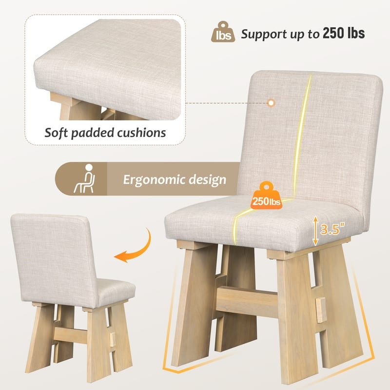 Contemporary Seven-Piece Dining Ensemble Including Six Padded Seating Chairs