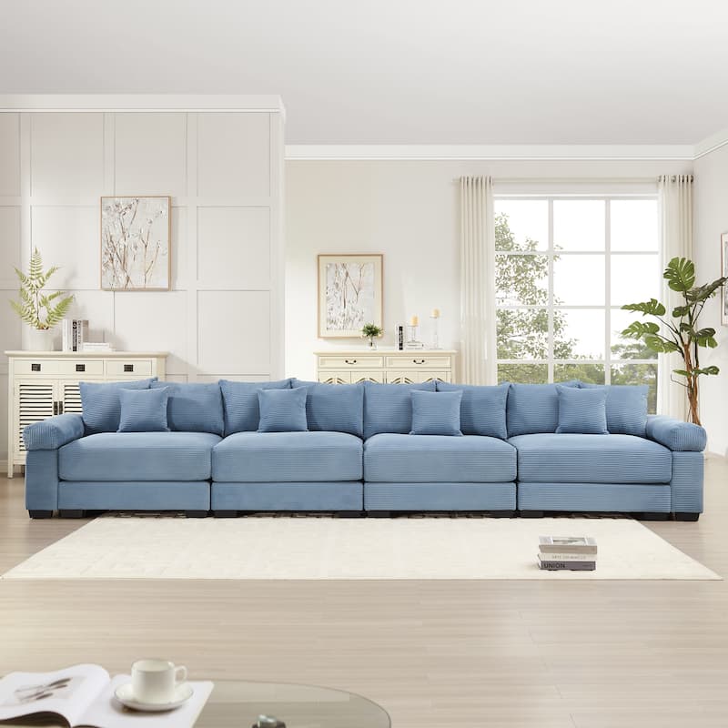 GDFStudio - Corduroy 4-Seater 170" Cloud Sofa Couch with Extra-Thick Armrests