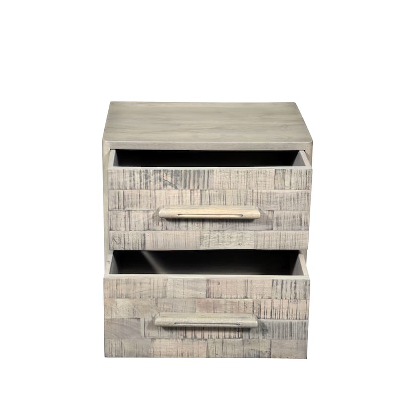 Modern Solid Wood Nightstand with 2 Drawers