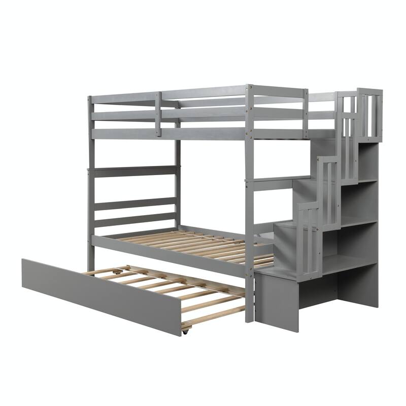 Twin over Twin Bunk Beds with Stairway Storage