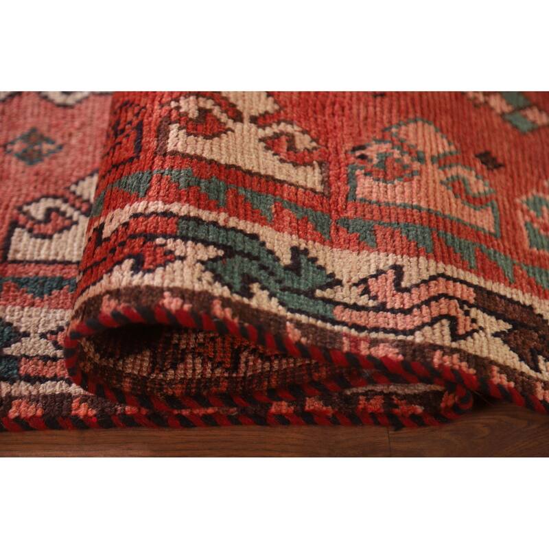 Hand Knotted Oriental 100% Wool Carpet Traditional Tribal Red Qashqai Area Rug - 9' 4'' X 4' 10''