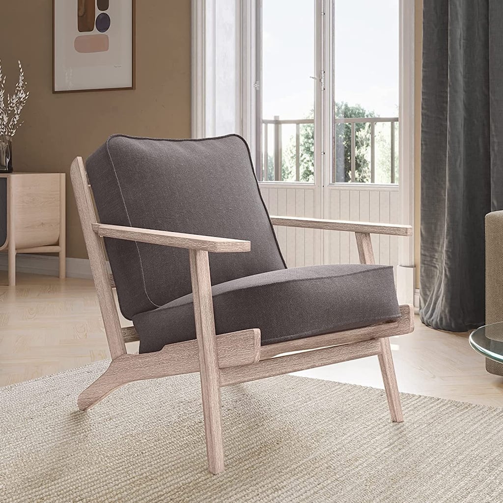 BELLEZE Maximus Accent Chair Wood Frame Linen Arm Chair, 9 Options