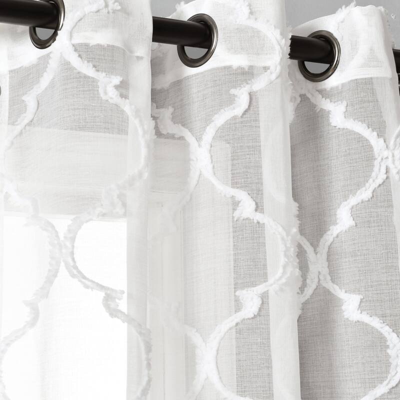 Lush Decor Avon Trellis Grommet Sheer Window Curtain Panel Pair