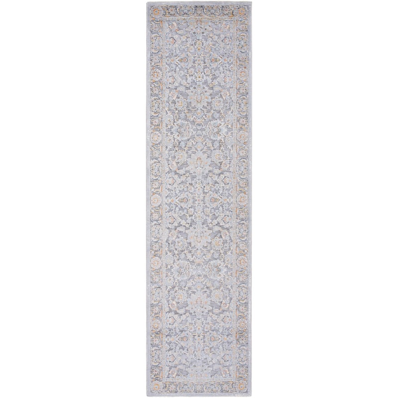 Livabliss Hassler Traditional Floral Area Rug - Grey/Blue - 2' 7" x 10'